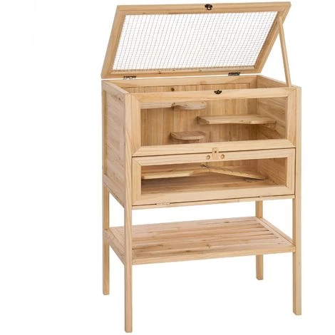 TECTAKE Clapier Pour Rongeurs 60 X 40 X 80 Cm - Cage Lapin, Cage Hamster, Clapier Lapin - Marron 4 TECTAKE Clapier Pour Rongeurs 60 X 40 X 80 Cm - Cage Lapin, Cage Hamster, Clapier Lapin - Marron – Image 2