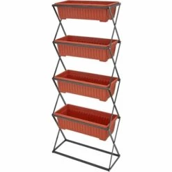 TECTAKE Jardinière Verticale Avec 4 Bacs à Fleurs 52 X 21 X 127 Cm - Pot De Fleur, Bac A Fleur, Pot De Fleur Exterieur - Marron
