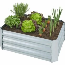 TECTAKE Carré Potager VALERIANA Galvanisé 140 L - 80 X 60 X 30 Cm - Potager Surélevé, Jardinière Surélevée, Lit De Plantation Surélevé - Gris -TECTAKE Soldes 2022 19900683 3