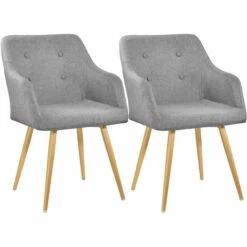 TECTAKE 2 Chaises Style Scandinave TANJA - Chaise Scandinave, Fauteuil Scandinave, Chaise Vintage - Gris