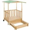 TECTAKE Bac à Sable, Cabane De Jardin Enfant Avec Toit Et Véranda 106x105x137cm - Boite à Sable, Bac à Sable Bois, Table Bac à Sable - Vert
