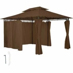 TECTAKE Tonnelle Emine 4 X 3 M - Pergola Jardin, Tonnelle De Jardin, Tente Jardin - Marron