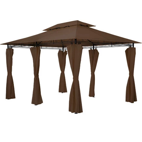 TECTAKE Tonnelle Emine 4 X 3 M - Pergola Jardin, Tonnelle De Jardin, Tente Jardin - Marron 6 TECTAKE Tonnelle Emine 4 X 3 M - Pergola Jardin, Tonnelle De Jardin, Tente Jardin - Marron – Image 4