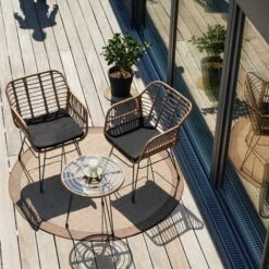 TECTAKE Salon De Jardin En Rotin Molfetta - Mobilier De Jardin, Meuble De Jardin, Ensemble Table Et Chaises De Jardin - Marron Naturel -TECTAKE Soldes 2022 23473958 3