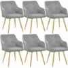 TECTAKE Lot De 6 Chaises Style Scandinave TANJA - Chaise Scandinave, Fauteuil Scandinave, Chaise Vintage - Gris -TECTAKE Soldes 2022 23559213 1