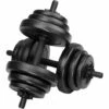 TECTAKE 2 Haltères Courts Et Poids, Haltère De Musculation - Lot De 2 Barres Courtes, Ensemble D´haltères, Disques - 2 X 10 Kg - Noir -TECTAKE Soldes 2022 24499967 1