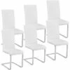 TECTAKE 6 Chaises De Salle à Manger BETTINA Rembourrées Pieds En Métal Argentés Design Moderne - Lot De 6 Chaises Salle A Manger, Chaises De Cuisine, Chaises De Salon - Blanc -TECTAKE Soldes 2022 26217843 1