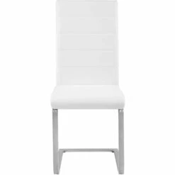 TECTAKE 6 Chaises De Salle à Manger BETTINA Rembourrées Pieds En Métal Argentés Design Moderne - Lot De 6 Chaises Salle A Manger, Chaises De Cuisine, Chaises De Salon - Blanc -TECTAKE Soldes 2022 26217843 5