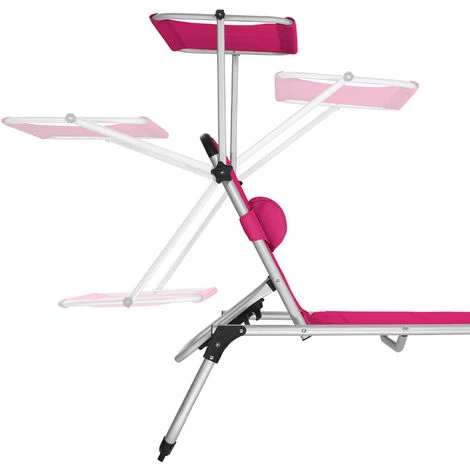 TECTAKE Transat De Jardin Lorella - Chaise Longue De Jardin, Bain De Soleil, Transat De Plage - Rose Vif 6 TECTAKE Transat De Jardin Lorella - Chaise Longue De Jardin, Bain De Soleil, Transat De Plage - Rose Vif – Image 4