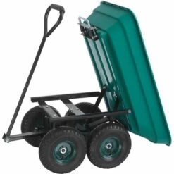 TECTAKE Chariot De Jardin à Main Cubbi 52L Capacité De Charge 120kg - Charrette à Main, Brouette 4 Roues, Remorque De Transport - Vert -TECTAKE Soldes 2022 26767012 3