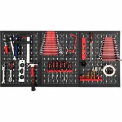 TECTAKE Panneaux Perforés Pour Rangerment D'outils Avec 25 Crochets Et Supports 120x2x60cm - Porte Outils Mural, Support Outils Mural, Range Outils Mural - Noir/rouge -TECTAKE Soldes 2022 27037350 3
