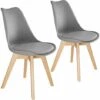 TECTAKE 2 Chaises De Salle à Manger FRÉDÉRIQUE Style Scandinave Pieds En Bois Massif Design Moderne - Lot De 2 Chaises De Salon, Chaises De Cuisine, Chaises Scandinaves - Gris