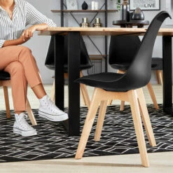 TECTAKE 2 Chaises De Salle à Manger FRÉDÉRIQUE Style Scandinave Pieds En Bois Massif Design Moderne - Lot De 2 Chaises De Salon, Chaises De Cuisine, Chaises Scandinaves - Gris -TECTAKE Soldes 2022 27949627 3