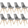 TECTAKE 8 Chaises De Salle à Manger FRÉDÉRIQUE Style Scandinave Pieds En Bois Massif Design Moderne - Lot De 8 Chaises De Salon, Chaises De Cuisine, Chaises Scandinaves - Gris -TECTAKE Soldes 2022 28026750 1