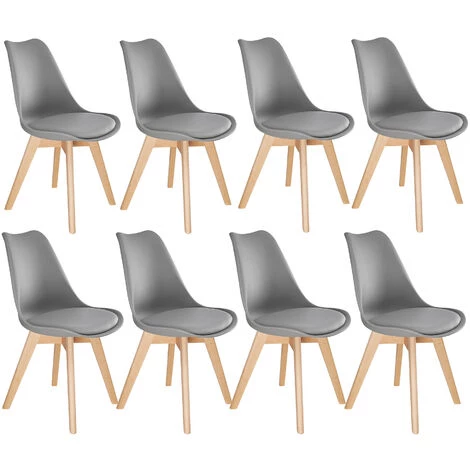 TECTAKE 8 Chaises De Salle à Manger FRÉDÉRIQUE Style Scandinave Pieds En Bois Massif Design Moderne - Lot De 8 Chaises De Salon, Chaises De Cuisine, Chaises Scandinaves - Gris 3 TECTAKE 8 Chaises De Salle à Manger FRÉDÉRIQUE Style Scandinave Pieds En Bois Massif Design Moderne - Lot De 8 Chaises De Salon, Chaises De Cuisine, Chaises Scandinaves - Gris