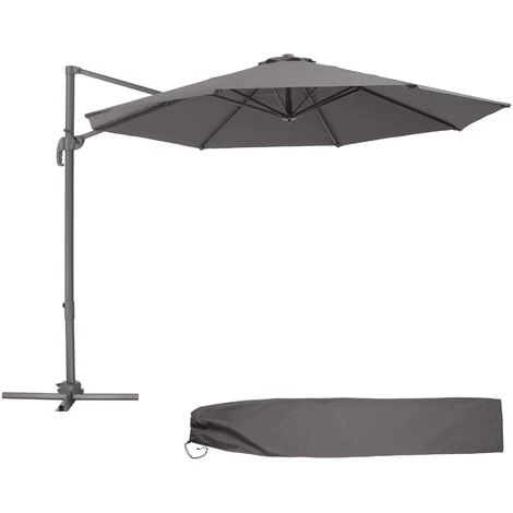 TECTAKE Parasol DARIA 300 Cm Avec Pied Déporté Et Housse De Protection - Parasol Jardin, Parasol Deporté, Parasol De Balcon - Gris 3 TECTAKE Parasol DARIA 300 Cm Avec Pied Déporté Et Housse De Protection - Parasol Jardin, Parasol Deporté, Parasol De Balcon - Gris