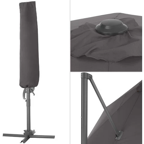 TECTAKE Parasol DARIA 300 Cm Avec Pied Déporté Et Housse De Protection - Parasol Jardin, Parasol Deporté, Parasol De Balcon - Gris 6 TECTAKE Parasol DARIA 300 Cm Avec Pied Déporté Et Housse De Protection - Parasol Jardin, Parasol Deporté, Parasol De Balcon - Gris – Image 4