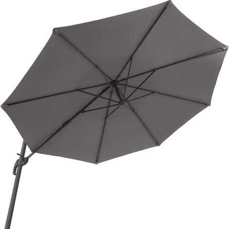 TECTAKE Parasol DARIA 300 Cm Avec Pied Déporté Et Housse De Protection - Parasol Jardin, Parasol Deporté, Parasol De Balcon - Gris 7 TECTAKE Parasol DARIA 300 Cm Avec Pied Déporté Et Housse De Protection - Parasol Jardin, Parasol Deporté, Parasol De Balcon - Gris – Image 5