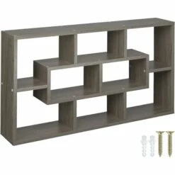 TECTAKE Soldes 2022 41 TECTAKE Étagère Murale Kassandra Avec 8 Compartiments En Bois MDF - Etagère à Huit Compartiments, étagère Verticale, étagère Murale - Chêne Sablé