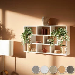 TECTAKE Étagère Murale Kassandra Avec 8 Compartiments En Bois MDF - Etagère à Huit Compartiments, étagère Verticale, étagère Murale - Chêne Sablé -TECTAKE Soldes 2022 28171401 3