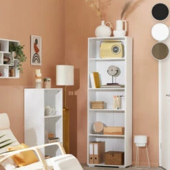 TECTAKE Bibliothèque Lexi 5 étagères - Bibliothèque à 5 étagères, étagère à Poser, étagère D'appoint - Blanc 9 TECTAKE Bibliothèque Lexi 5 étagères - Bibliothèque à 5 étagères, étagère à Poser, étagère D'appoint - Blanc -TECTAKE Soldes 2022 28187627 3