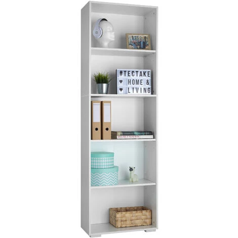 TECTAKE Bibliothèque Lexi 5 étagères - Bibliothèque à 5 étagères, étagère à Poser, étagère D'appoint - Blanc 7 TECTAKE Bibliothèque Lexi 5 étagères - Bibliothèque à 5 étagères, étagère à Poser, étagère D'appoint - Blanc – Image 5