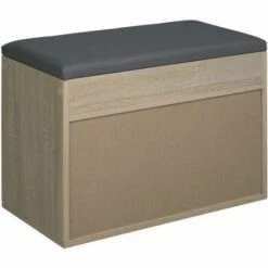 TECTAKE Banc à Chaussures JASMINA Avec Coussin D'assise 60x30x43,5cm - Meuble D'entrée, Meuble à Chaussures, Banc De Rangement - Imprimé Bois -TECTAKE Soldes 2022 28187632 4