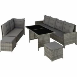 TECTAKE Canapé De Jardin BARLETTA Modulable - Table De Jardin, Mobilier De Jardin, Fauteuil De Jardin - Gris/beige -TECTAKE Soldes 2022 28402864 3