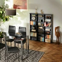 TECTAKE Étagère Bibliothèque Stevie 105,5x19x136,5cm - Etagere Pour CD, Meuble Pour CD, Meuble Range Pour CD - Gris Béton -TECTAKE Soldes 2022 28423899 3