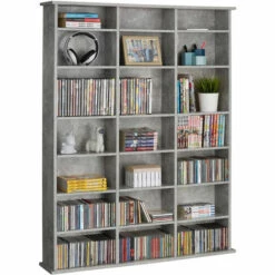 TECTAKE Étagère Bibliothèque Stevie 105,5x19x136,5cm - Etagere Pour CD, Meuble Pour CD, Meuble Range Pour CD - Gris Béton -TECTAKE Soldes 2022 28423899 4