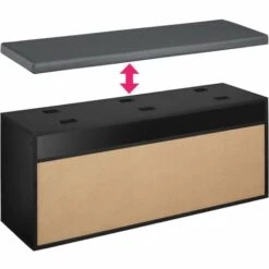TECTAKE Banc à Chaussures NATALYA Avec Coussin D'assise 104x30x49cm - Noir -TECTAKE Soldes 2022 28423931 4
