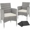 TECTAKE Lot De 2 Fauteuils De Jardin Acier Avec 2 Sets De Housses - Lot De 2 Chaises De Jardin, Fauteuils Exterieurs, Chaises Exterieurs - Gris Clair -TECTAKE Soldes 2022 28478542 1