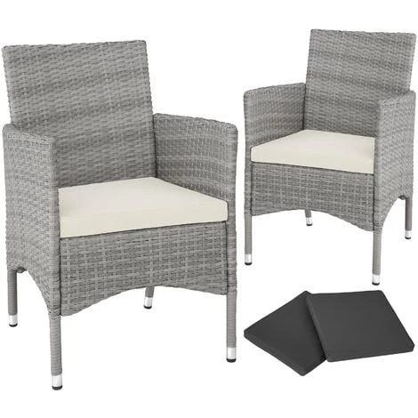 TECTAKE Lot De 2 Fauteuils De Jardin Acier Avec 2 Sets De Housses - Lot De 2 Chaises De Jardin, Fauteuils Exterieurs, Chaises Exterieurs - Gris Clair 3 TECTAKE Lot De 2 Fauteuils De Jardin Acier Avec 2 Sets De Housses - Lot De 2 Chaises De Jardin, Fauteuils Exterieurs, Chaises Exterieurs - Gris Clair