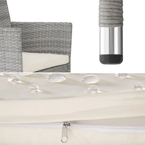 TECTAKE Lot De 2 Fauteuils De Jardin Acier Avec 2 Sets De Housses - Lot De 2 Chaises De Jardin, Fauteuils Exterieurs, Chaises Exterieurs - Gris Clair 6 TECTAKE Lot De 2 Fauteuils De Jardin Acier Avec 2 Sets De Housses - Lot De 2 Chaises De Jardin, Fauteuils Exterieurs, Chaises Exterieurs - Gris Clair – Image 4