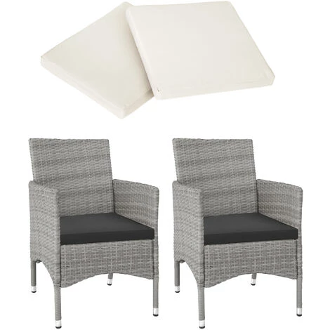 TECTAKE Lot De 2 Fauteuils De Jardin Acier Avec 2 Sets De Housses - Lot De 2 Chaises De Jardin, Fauteuils Exterieurs, Chaises Exterieurs - Gris Clair 7 TECTAKE Lot De 2 Fauteuils De Jardin Acier Avec 2 Sets De Housses - Lot De 2 Chaises De Jardin, Fauteuils Exterieurs, Chaises Exterieurs - Gris Clair – Image 5