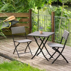TECTAKE Salon De Jardin TREVI 2 Personnes - Mobilier De Jardin, Meuble De Jardin, Ensemble Table Et Chaises De Jardin - Gris Clair -TECTAKE Soldes 2022 28505478 3