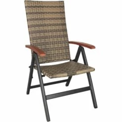 TECTAKE Fauteuil De Jardin Pliable MELBOURNE - Chaise De Jardin, Fauteuil Exterieur, Chaise Exterieur - Marron Naturel