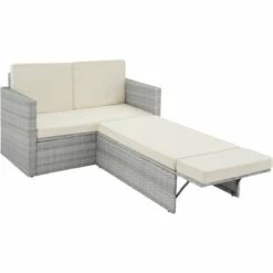 TECTAKE Canapé De Jardin CORFOU Modulable - Table De Jardin, Mobilier De Jardin, Fauteuil De Jardin - Gris Clair -TECTAKE Soldes 2022 28764982 4