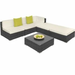 TECTAKE Canapé De Jardin PARIS Modulable 5 Places - Table De Jardin, Mobilier De Jardin, Fauteuil De Jardin - Gris -TECTAKE Soldes 2022 29063762 3