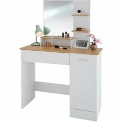 TECTAKE Coiffeuse ZOE Moderne - Coiffeuse Blanche, Coiffeuse Simple, Coiffeuse Moderne - Blanc -TECTAKE Soldes 2022 29484966 4