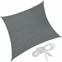 TECTAKE Voile D'ombrage Carrée, Gris - Toile Solaire, Toile D´ombrage, Voile Solaire - 300 X 300 Cm - Gris