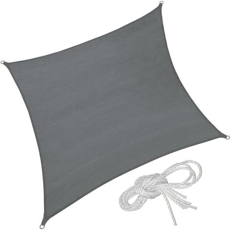 TECTAKE Voile D'ombrage Carrée, Gris - Toile Solaire, Toile D´ombrage, Voile Solaire - 300 X 300 Cm - Gris 3 TECTAKE Voile D'ombrage Carrée, Gris - Toile Solaire, Toile D´ombrage, Voile Solaire - 300 X 300 Cm - Gris