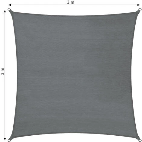 TECTAKE Voile D'ombrage Carrée, Gris - Toile Solaire, Toile D´ombrage, Voile Solaire - 300 X 300 Cm - Gris 6 TECTAKE Voile D'ombrage Carrée, Gris - Toile Solaire, Toile D´ombrage, Voile Solaire - 300 X 300 Cm - Gris – Image 4