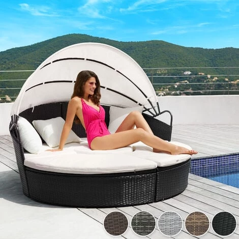 TECTAKE Bain De Soleil Rond Modulable ZANZIBAR - Chaise Longue, Transat Bain De Soleil, Transat Jardin - Marron Naturel 4 TECTAKE Bain De Soleil Rond Modulable ZANZIBAR - Chaise Longue, Transat Bain De Soleil, Transat Jardin - Marron Naturel – Image 2