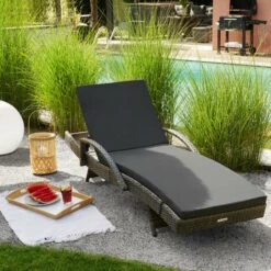TECTAKE Bain De Soleil OCEANE 5 Positions Cadre En Aluminium - Chaise Longue, Transat Bain De Soleil, Transat Jardin - Marron Naturel -TECTAKE Soldes 2022 29874715 3
