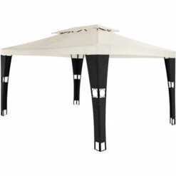TECTAKE Tonnelle Mona 3x4m - Pergola Jardin, Tonnelle De Jardin, Tente Jardin - Noir/crème