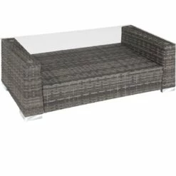 TECTAKE Salon Bas De Jardin MUNICH 4 Places Avec 2 Sets De Housses - Mobilier De Jardin, Meuble De Jardin, Ensemble Table Et Chaises De Jardin - Gris -TECTAKE Soldes 2022 30321168 4
