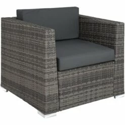 TECTAKE Salon Bas De Jardin MUNICH 4 Places Avec 2 Sets De Housses - Mobilier De Jardin, Meuble De Jardin, Ensemble Table Et Chaises De Jardin - Gris -TECTAKE Soldes 2022 30321168 5