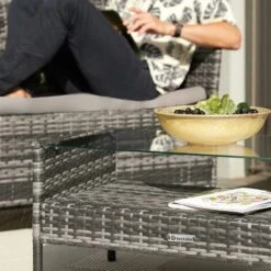 TECTAKE Salon De Jardin MADERE 2 Chaises Fauteuils, 1 Banc, 1 Table - Mobilier De Jardin, Meuble De Jardin, Ensemble Table Et Chaises De Jardin - Noir -TECTAKE Soldes 2022 30634004 4