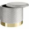 TECTAKE Pouf Coffre De Rangement Aspect Velours COCO Matelassé - Tabouret Bas, Tabouret Design, Petit Tabouret - Gris Clair -TECTAKE Soldes 2022 33239335 1